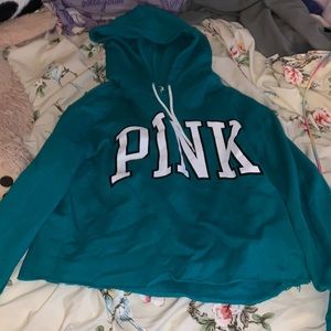 PINK green cropped hoodie